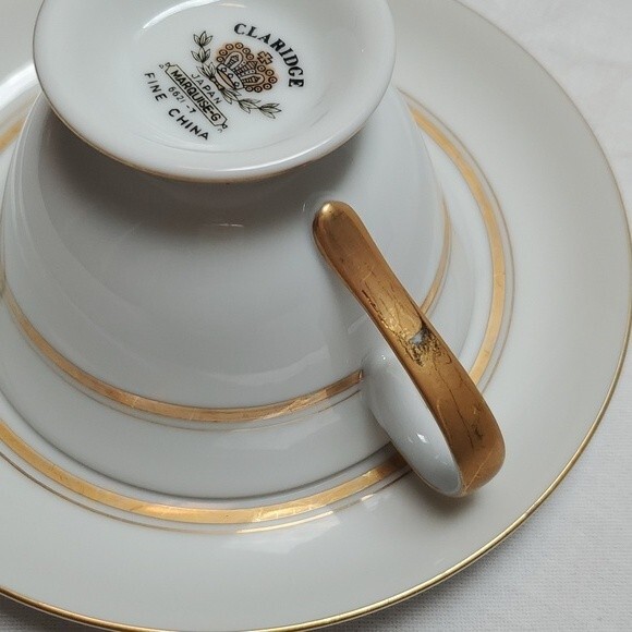 2 Teacups & Saucers Marquise by CLARIDGE - Japan - Vintage hard to find - Picture 8 of 13